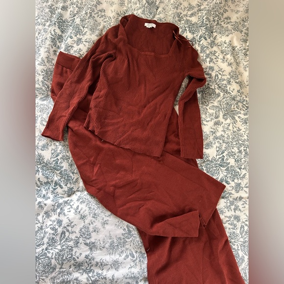 Women's Rust Ribbed Pants & Top Set - Picture 1 of 5